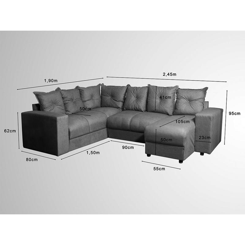 Sofá de Canto Para Sala Tecido Suede Macio Preto 604 Áustria